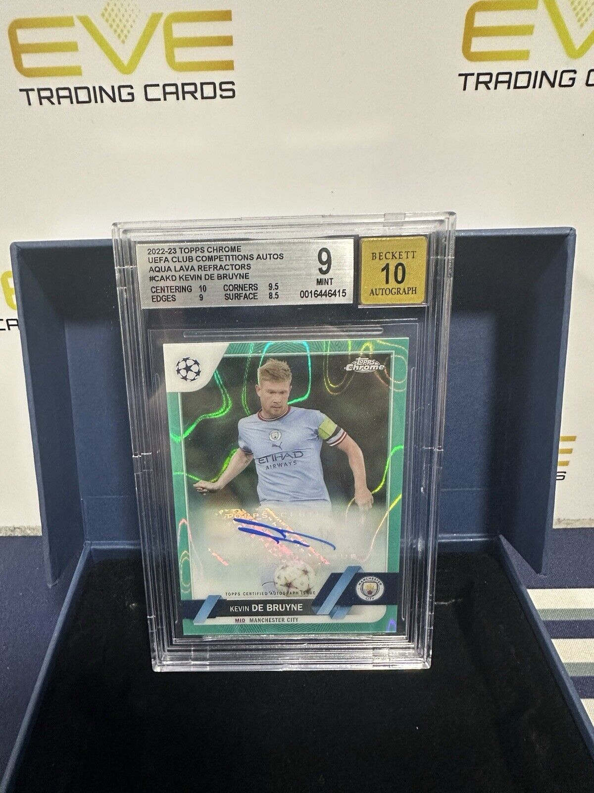 Kevin De Bruyne Topps Chrome Auto Aqua Lava Refractor BGS 9/10 #CAKD UEFA CLUB