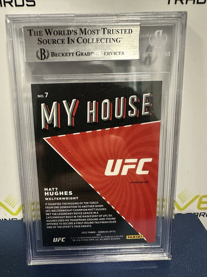 Matt Hughes 2022 Donruss Optic UFC White Sparkle My House #7 BGS 9