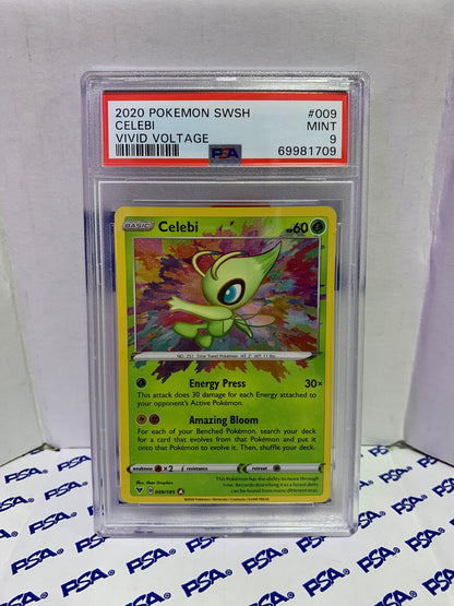 Graded Pokemon Card - 009/185 2020 Pokemon SWSH Celebi Vivid Voltage - PSA 9