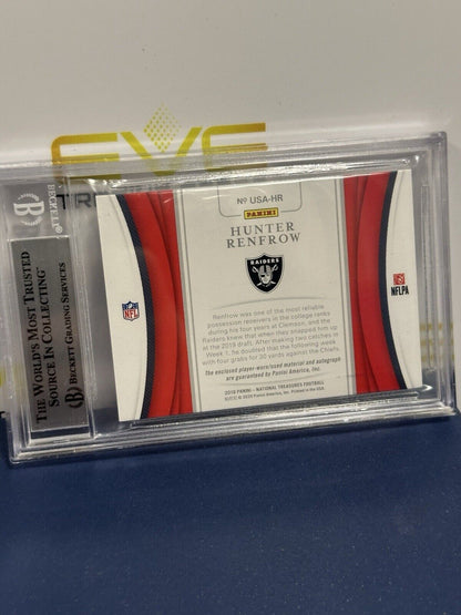 Hunter Renfrow National Treasures 1/1 On Card Auto USA Flag BGS 8.5 #39