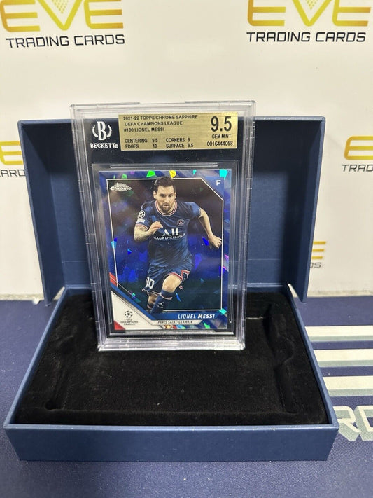 Lionel Messi 2021-2022 Topps Chrome Sapphire UEFA Champions League #100 BGS 9.5