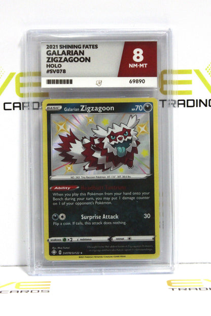 Graded Pokémon Card - #SV078/SV122 2021 Galarian Zigzagoon Shining Fates - Ace 8