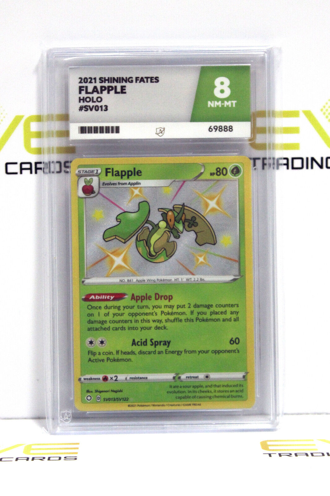 Graded Pokémon Card- #SV013/SV122 2021 Flapple Shining Fates Holo - Ace 8