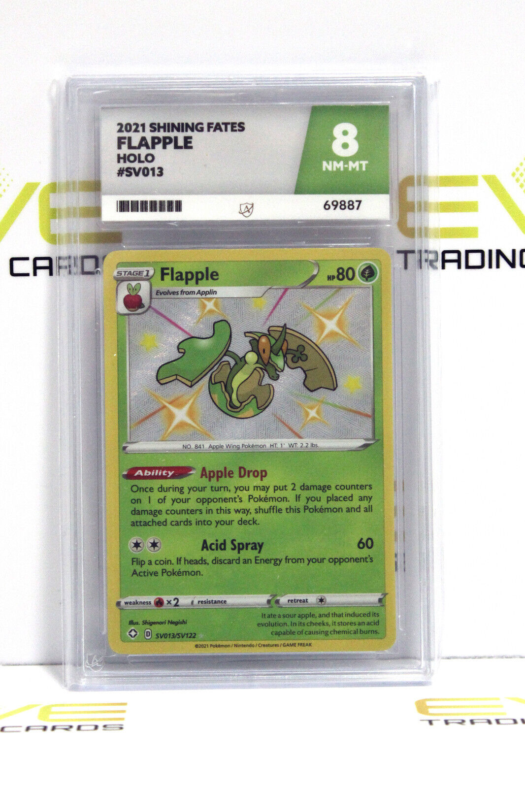 Graded Pokémon Card- #SV013/SV122 2021 Flapple Shining Fates Holo - Ace 8