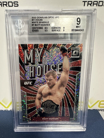 Matt Hughes 2022 Donruss Optic UFC White Sparkle My House #7 BGS 9