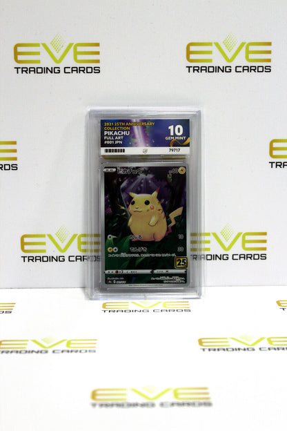 Graded Pokemon Card - #001/028 2021 25th Anni Pikachu Full Art Japan - Ace 10