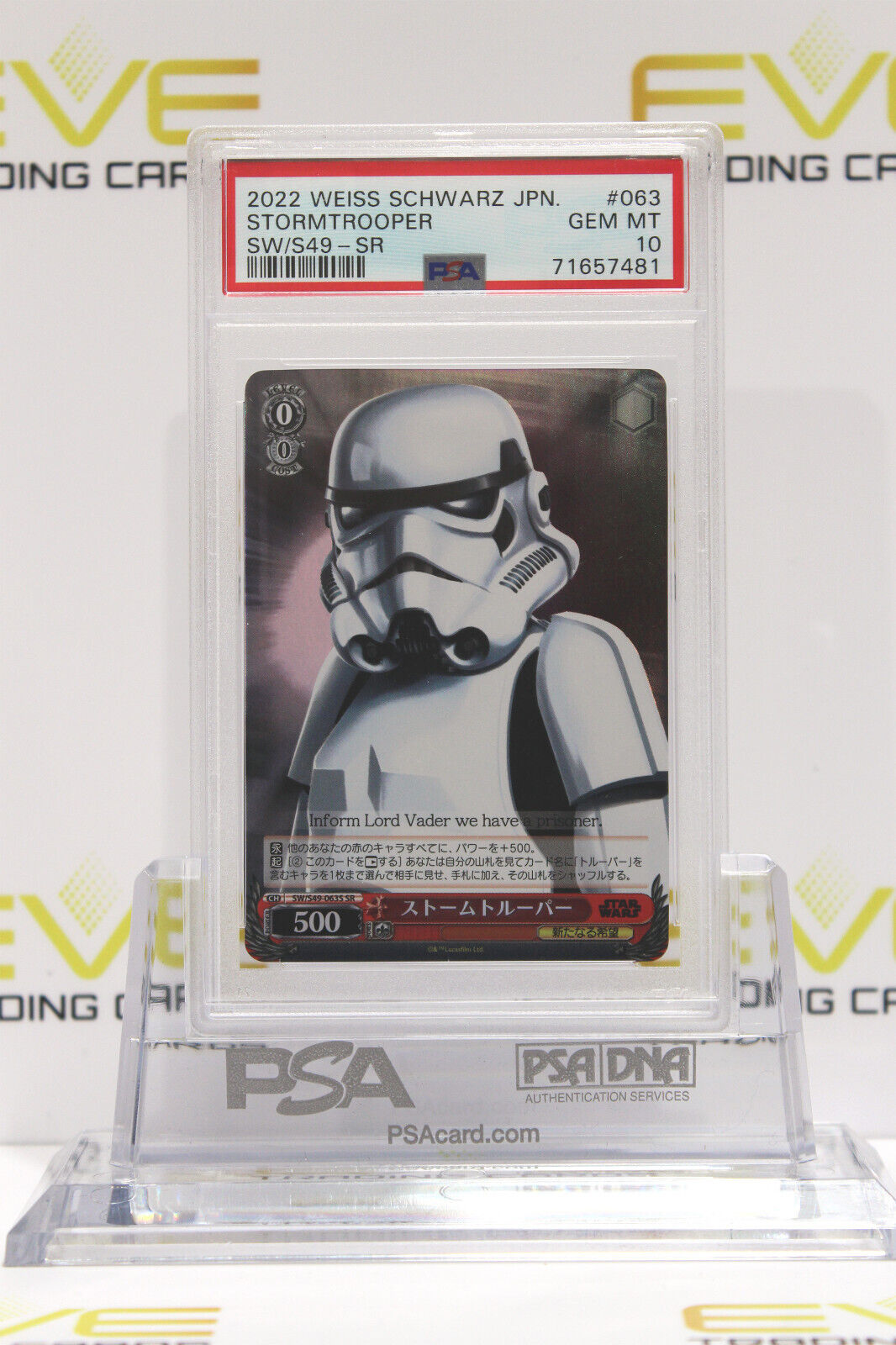 2022 Weiss Schwarz Japanese Star Wars Card Stormtrooper SW/S49-063S SR - PSA 10