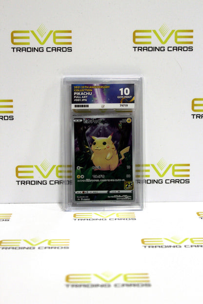 Graded Pokemon Card - #001/028 2021 25th Anni Pikachu Full Art Japan - Ace 10