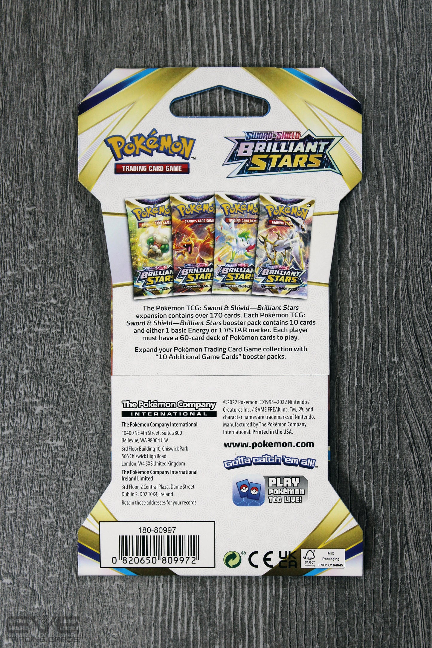 Pokémon TCG: Sword & Shield Brilliant Stars Sleeved Single Booster Pack