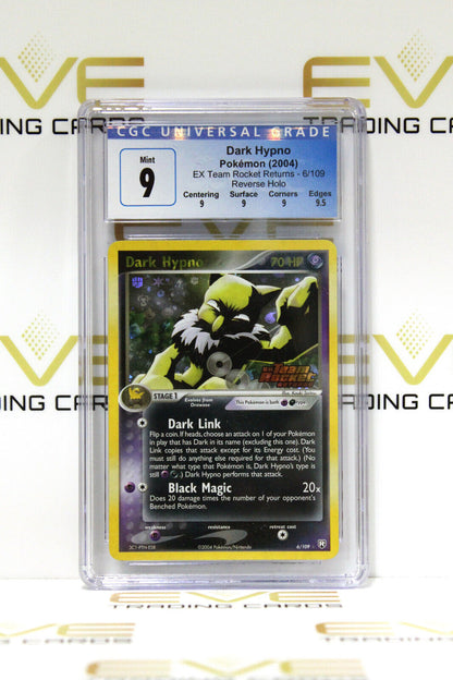 Graded Pokemon Card-#6/109 2004 Dark Hypno EX Team Rocket Returns Rev Holo-CGC 9