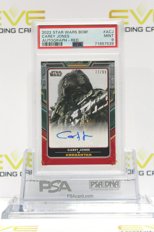 2022 Topps Star Wars Book of Boba Fett Card Carey Jones/Krrsantan Auto - PSA 9