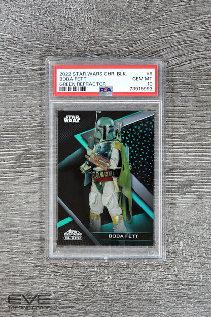 2022 Topps Star Wars Chrome Black #9 Boba Fett Green Refractor /99 - PSA 10