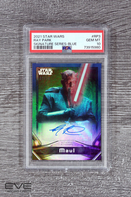 2021 Topps Star Wars Signature Series Ray Park Maul A-RP3 Blue /50 -PSA 10 POP 1