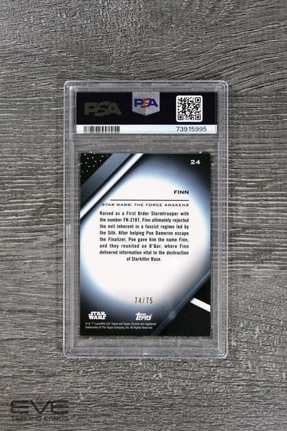 2022 Topps Star Wars Chrome Black #24 Finn Blue Refractor /75 - PSA 10