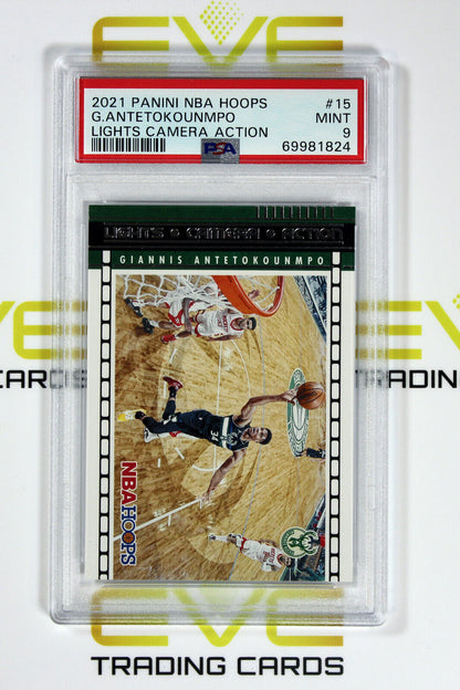 Graded Basketball Card #15 2021 Panini Lights Camera Action Antetokounmpo PSA 9