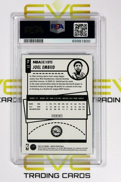 Graded Basketball Card - #27 2021 NBA Hoops Joel Embiid Teal Explosion - PSA 10