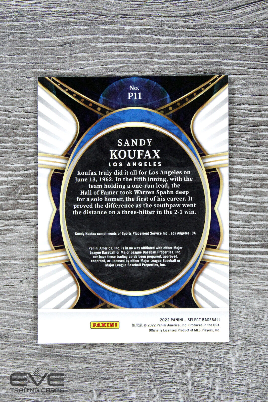 2022 Panini Select Baseball Card #P11 Sandy Koufax Phenomenon Insert - NM/M