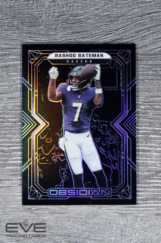 2022 Panini Obsidian Football NFL Card #7 Rashod Bateman Purple Etch /100 NM/M