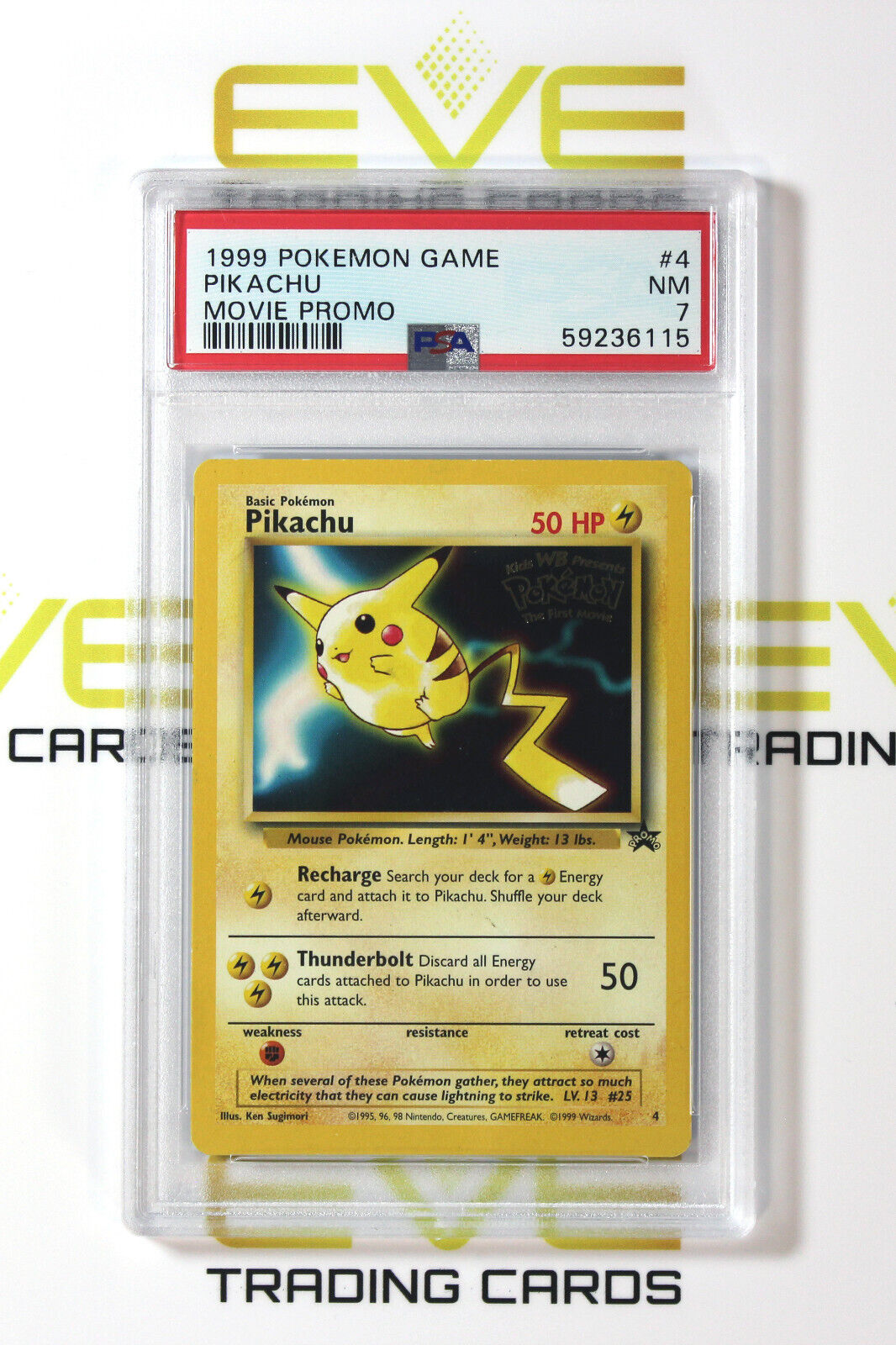 Graded Pokemon Card - #4 1999 Pikachu Movie Promo - PSA 7