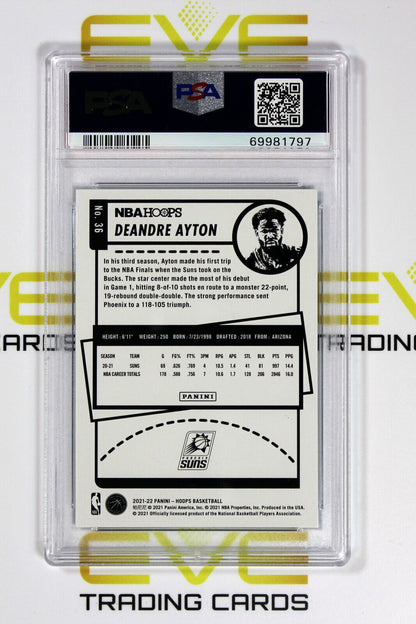 Graded Basketball Card - #36 2021 NBA Hoops DeAndre Ayton Teal Explosion -PSA 10