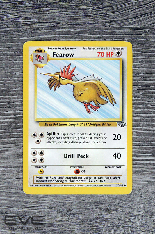 Raw Pokemon Card - #36/64 Fearow Jungle WOTC - Excellent Condition