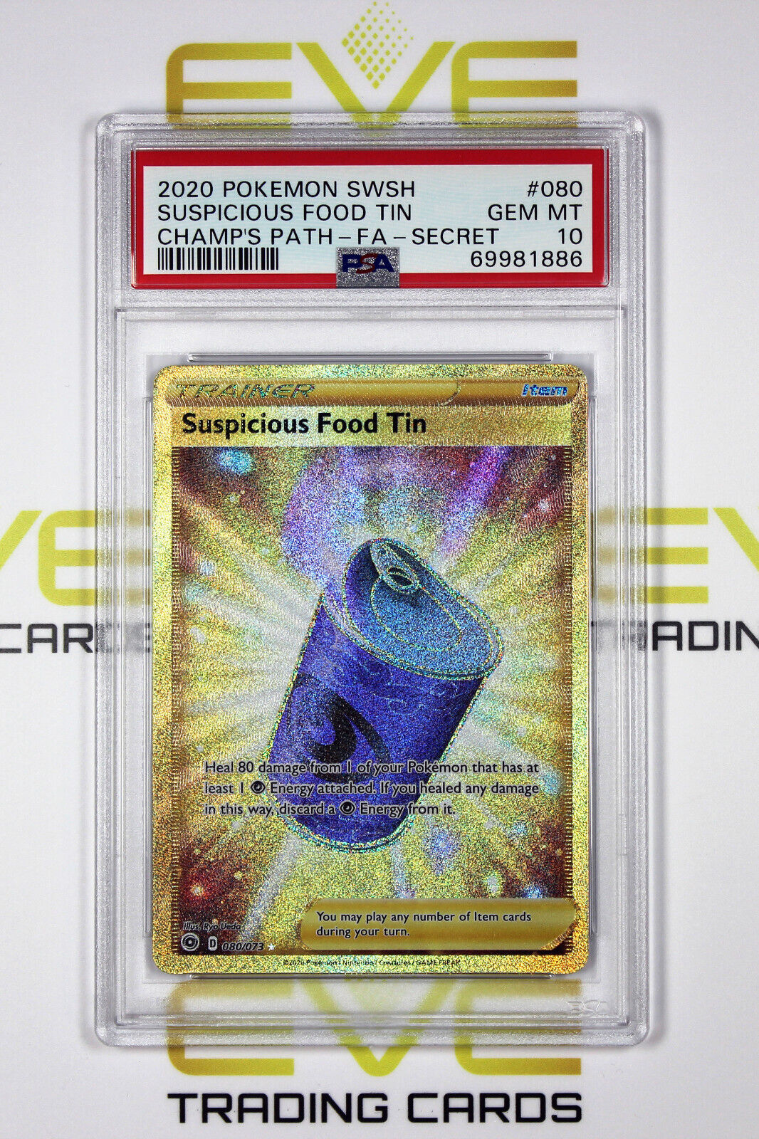 Graded Pokemon Card - #080/073 2020 Suspicious Food Tin Champion's Path - PSA 10