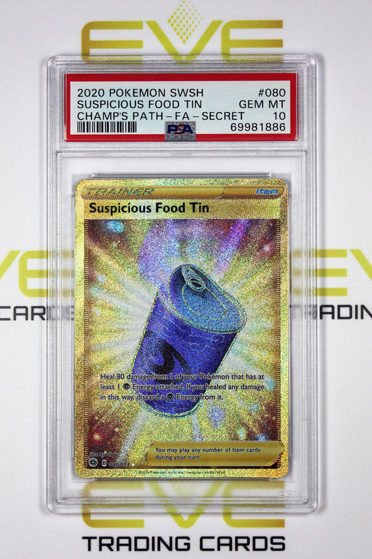 Graded Pokemon Card - #080/073 2020 Suspicious Food Tin Champion's Path - PSA 10