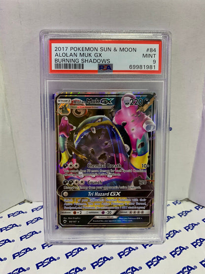 Graded Pokemon Card - 84/147 2017 Sun & Moon Alolan MUK Burning Shadows - PSA 9