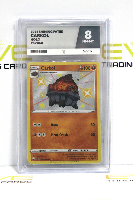 Graded Pokémon Card - #SV068/SV122 2021 Carkol Shining Fates Holo - Ace 8