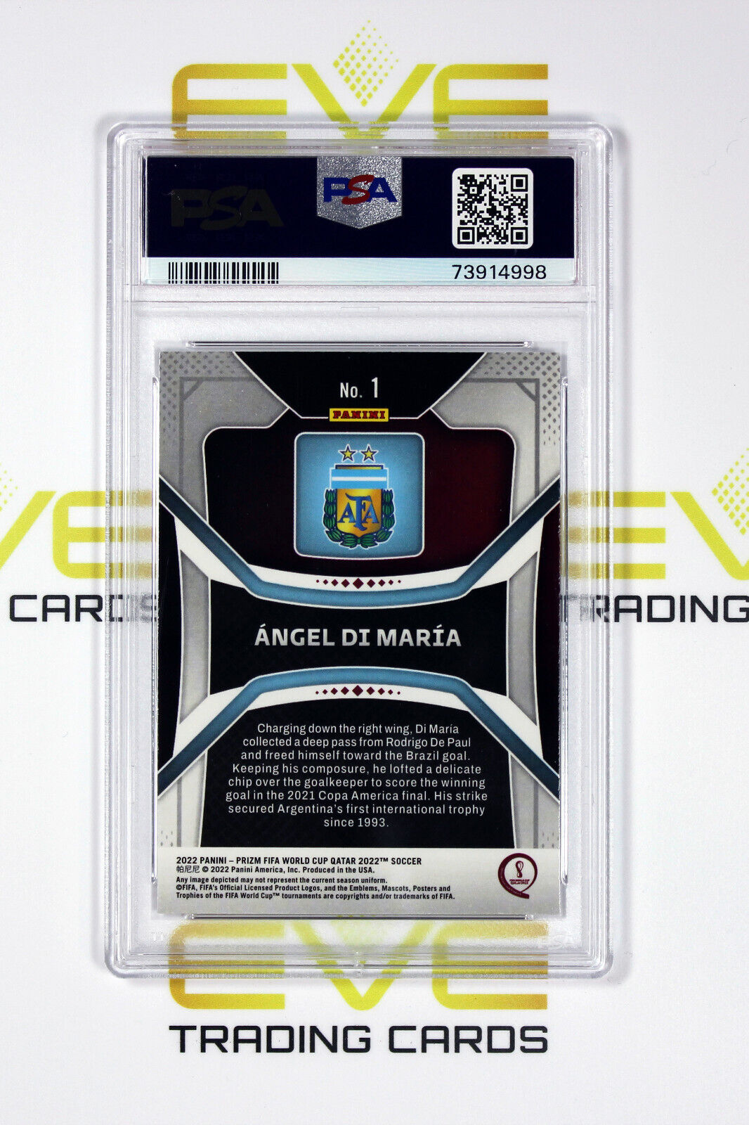 2022 Panini Prizm FIFA Road to World Cup #1 - Angel Di Maria - PSA 9