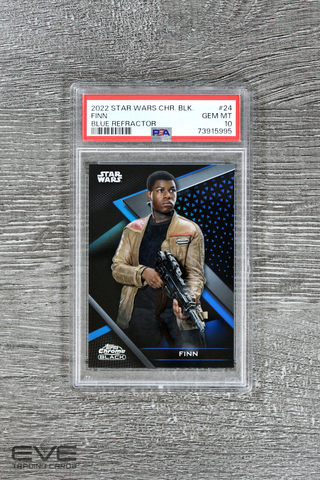 2022 Topps Star Wars Chrome Black #24 Finn Blue Refractor /75 - PSA 10