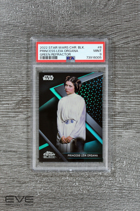 2022 Topps Star Wars Chrome Black #8 Princess Leia Organa Green /99 - PSA 9