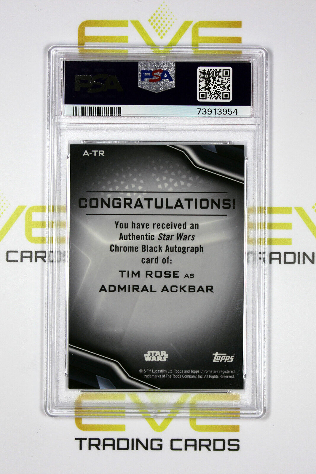 Topps Chrome Black Star Wars #A-TR Tim Rose as Admiral Ackbar Autograph - PSA 9