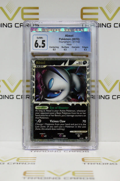 Graded Pokemon Card - #91/102 2010 Absol Triumphant Holo - CGC 6.5