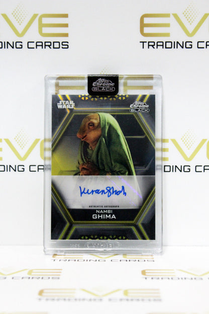 Topps Chrome Black Star Wars Kiran Shah/Nambi Ghima Auto Gold Refractor Card