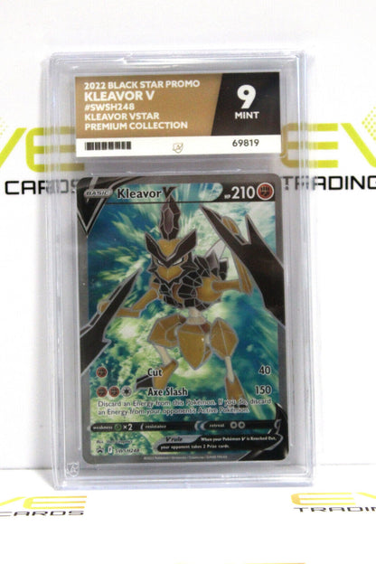 Graded Pokémon Card - #SWSH248 2022 Kleavor V Black Star Promo VStar - Ace 9