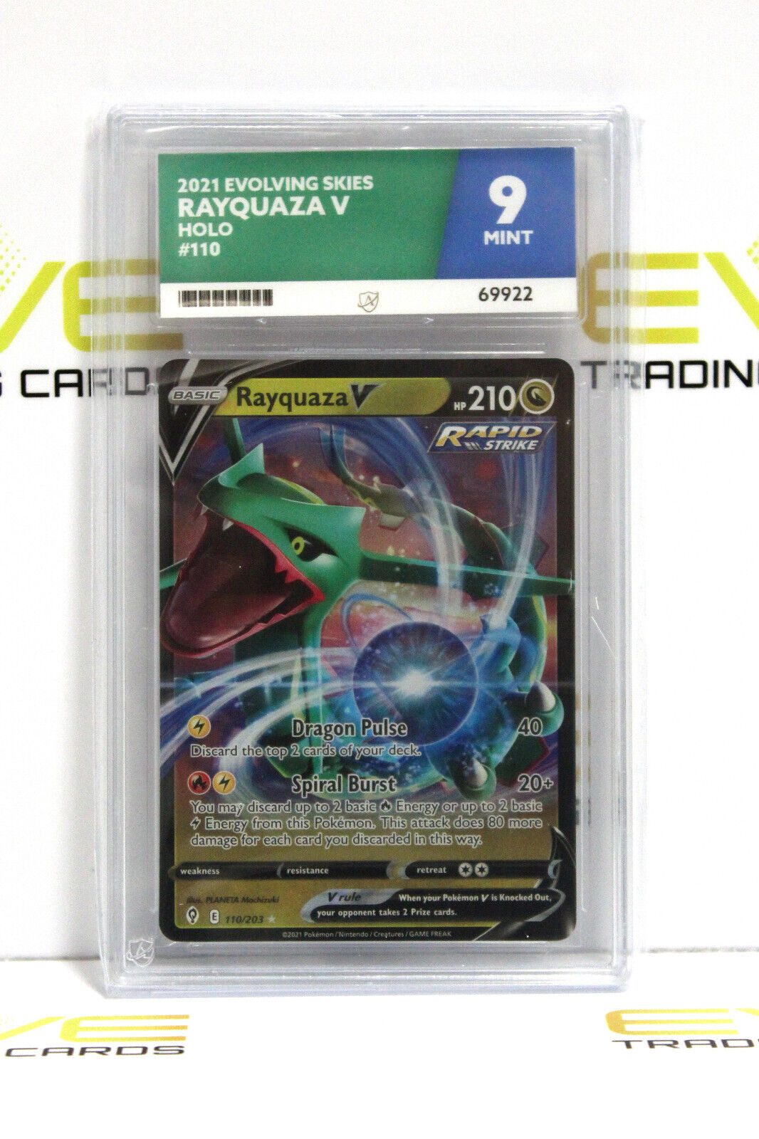 Graded Pokémon Card - #110/203 2021 Rayquaza V Evolving Skies Holo - Ace 9