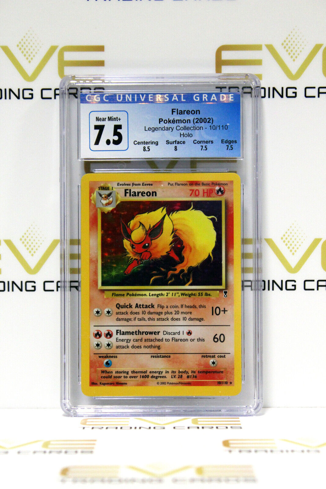 Graded Pokemon Card - #10/110 2002 Flareon Legendary Collection Holo - CGC 7.5