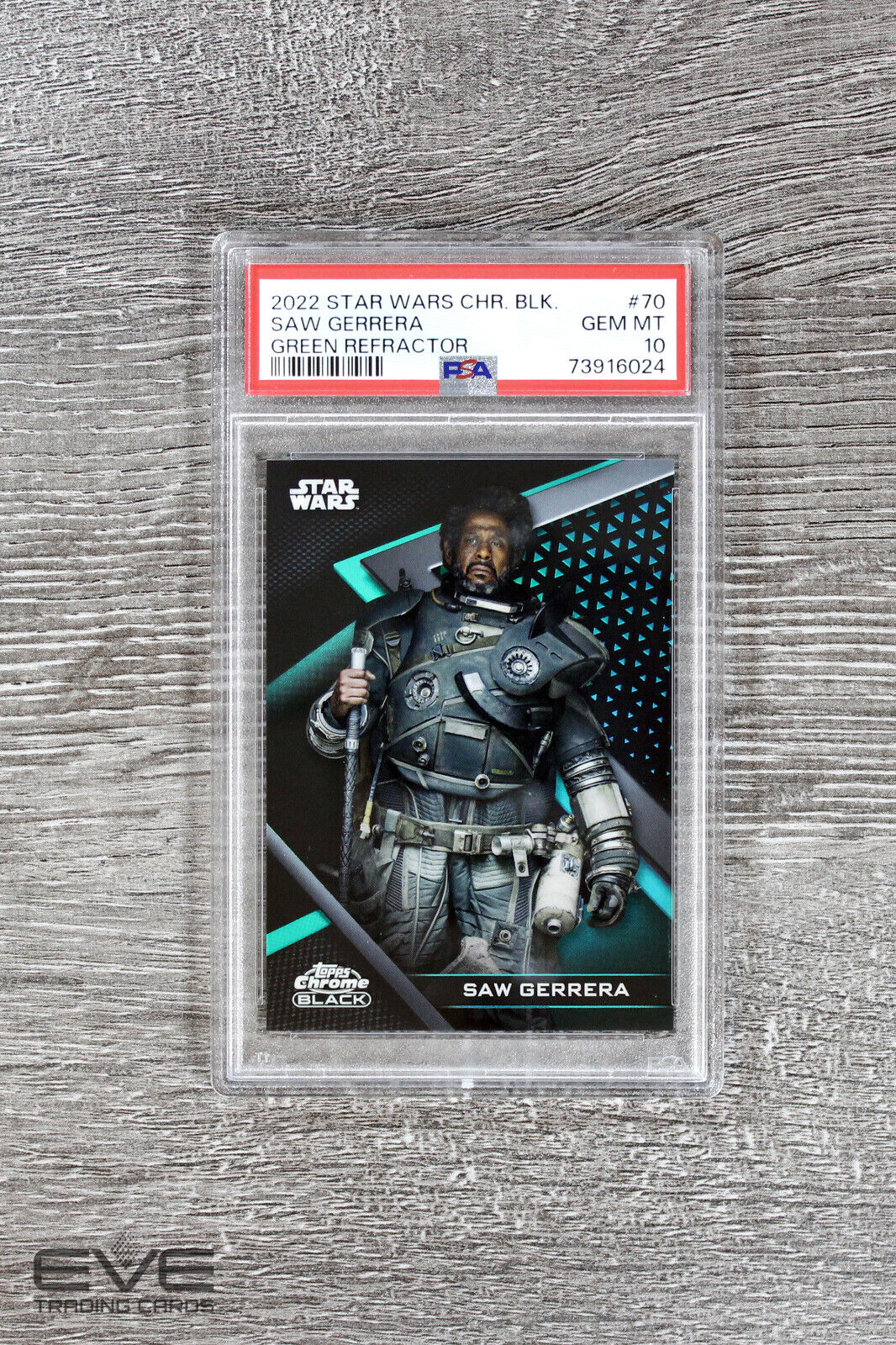 2022 Topps Star Wars Chrome Black #70 Saw Gerrera Green Refractor /99 - PSA 10