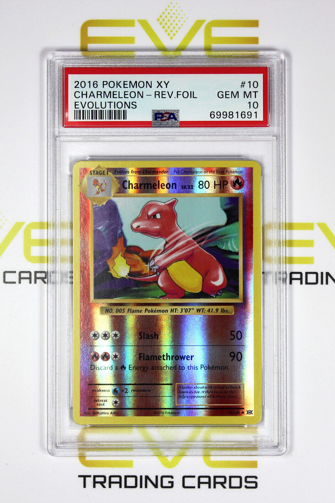 Graded Pokemon Card - #10/108 2016 Charmeleon XY Evolutions Reverse Foil -PSA 10