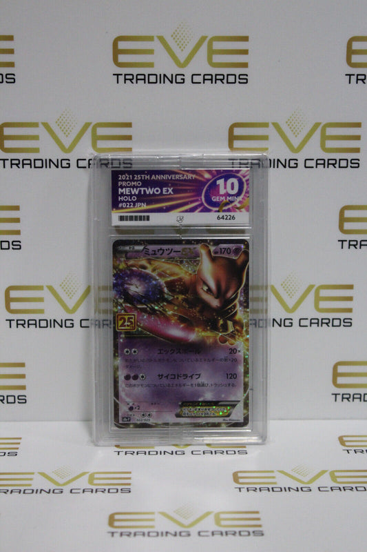 Graded Pokemon Card - #022/025 2021 25th Anni Promo Mewtew Ex Holo - Ace 10