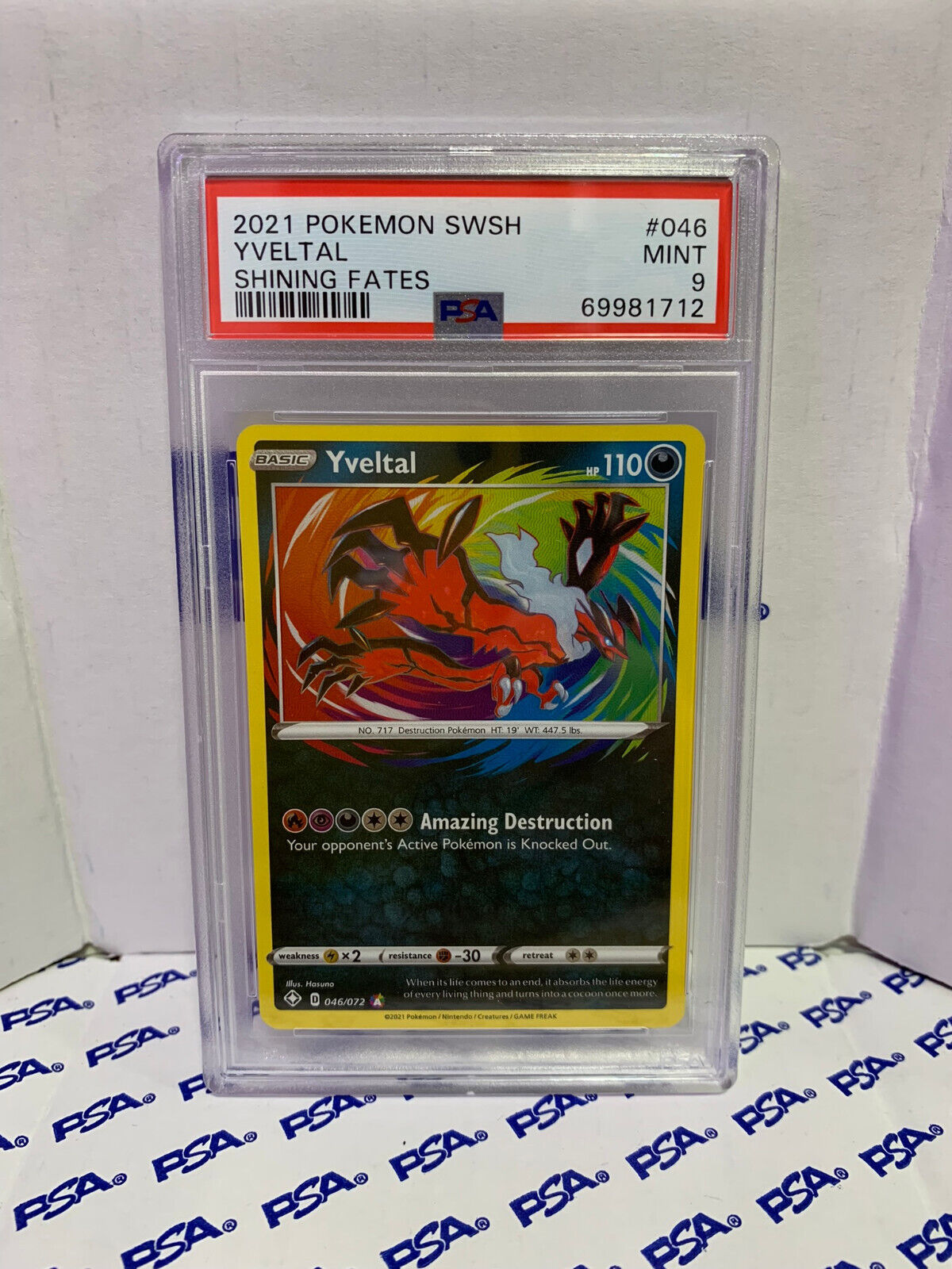 Graded Pokemon Card - 046/072 2021 Pokemon SWSH Yveltal Shining Fates - PSA 9