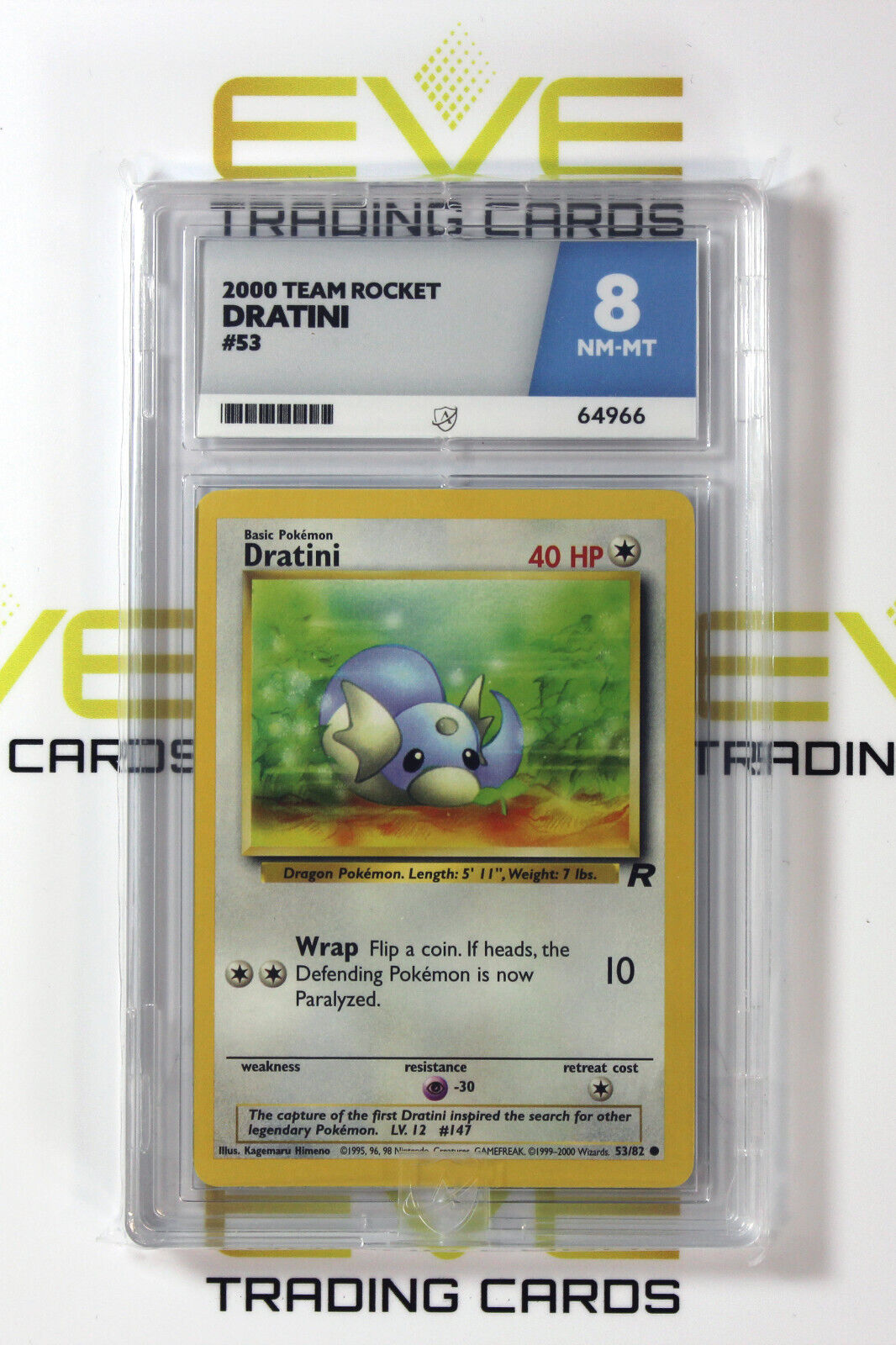 Graded Pokemon Card #53/82 2000 Dratini Team Rocket - Ace 8