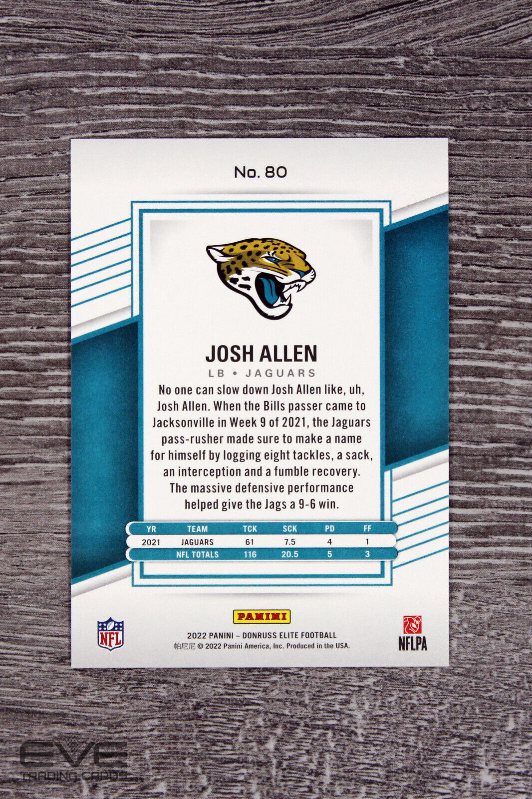 2022 Panini Donruss Elite Football NFL Card #80 Josh Allen Jaguars - NM/M