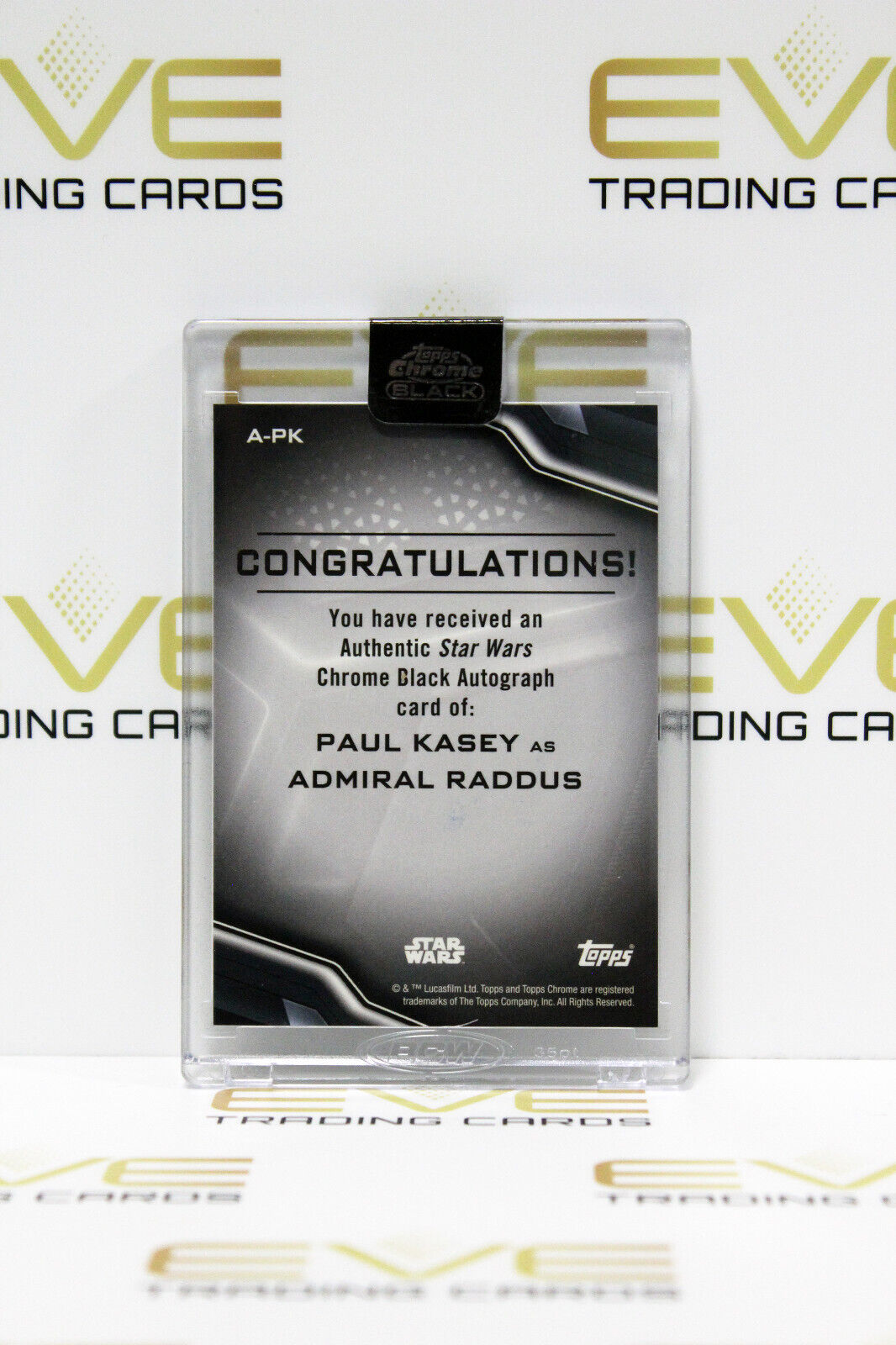 Topps Chrome Black Star Wars Paul Kasey/Admiral Raddus Auto Slabbed Card