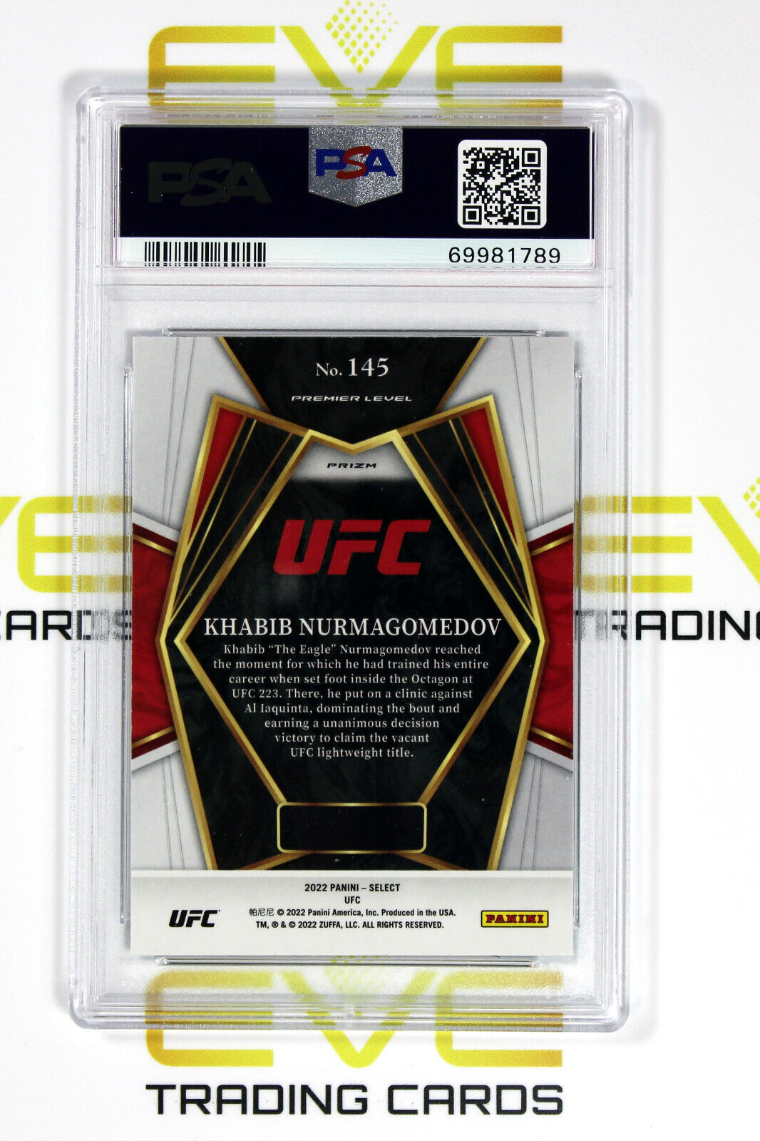 Graded Panini Select UFC Card - 2022 #145 Nurmagomedov Tri-Color Prizm - PSA 9