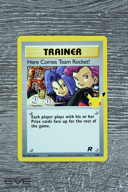 Raw Pokemon Card- #15/82 Here Comes Team Rocket Celebrations Classic Holo - NM/M