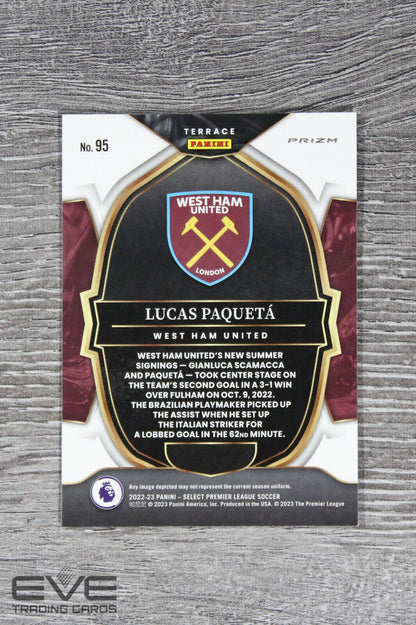 2022-23 Panini Select EPL Soccer Card #95 Lucas Paqueta Terrace Blue Prizm NM/M