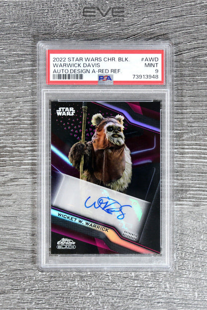 Topps Chrome Black Star Wars #A-WD Warwick Davis Wicket W Warwick /5 - PSA 9