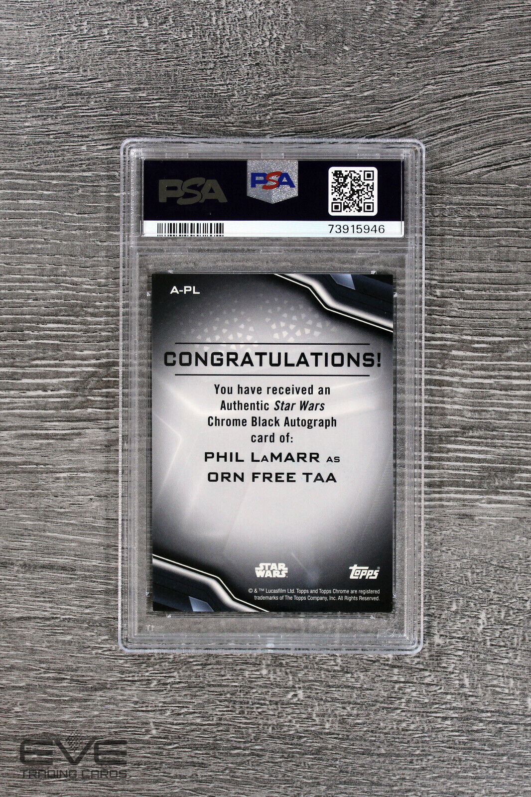 2022 Topps Star Wars Chrome Black #A-PL Phil LaMarr as Orn Free Taa Auto - PSA 8